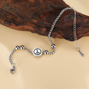 Bracelets en acier inoxydable Myshape avec symbole de la paix, pour femmes et hommes, perles, chaîne de boîte, bracelet, pacifisme contre la guerre, bijoux cadeau - Product Image 1