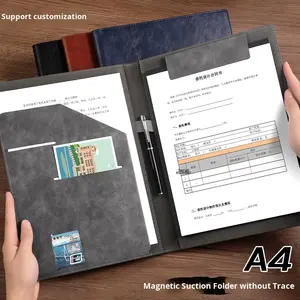 Portapapeles Marrón Organizador de Documentos de Negocios Carpeta de Cuero con Clip para <span class=keywords><strong>Placa</strong></span> Portafolio A4 Carpetas de Archivos con Logotipo Personalizado para Entrevistas - Product Image 2