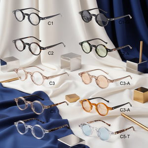 แว่นสายตาอ่านหนังสือกรอบอะซิเตทคุณภาพสูงทรงกลมเล็กสไตล์เรโทรพร้อมโลโก้สั่งทำพิเศษ ป้องกันแสงสีฟ้า สำหรับผู้ชายและผู้หญิง แฟชั่นกรอบแว่นตา - Product Image 2