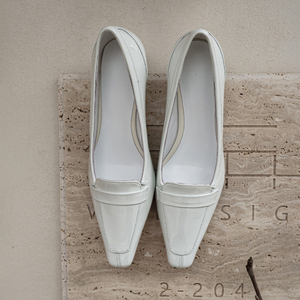 WETKISS - Mocasines de Cuero Blanco Puro Personalizados para Mujer, Zapatos de Tacón Bajo, Punta Cuadrada <span class=keywords><strong>Estrecha</strong></span>, Zapatos de Vestir, Mocasines de Oficina para Mujer - Product Image 3