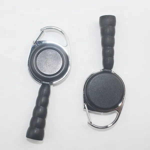 special black carabiner retractable badge reel with pencil holder pen leash
