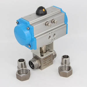 Válvula de Bola Soldada Neumática de Alta Presión de Acero Inoxidable 304 Q661F-16P, Rosca Interna, Doble Acción, Válvula de Cierre - Product Image 1