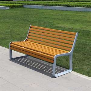 Banco de exterior de Ciudad de mobiliario urbano en stock bancos de asiento de parque de metal con patas de aluminio fundido y listones de madera dura <span class=keywords><strong>Jatoba</strong></span> - Product Image 5