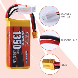 SUNPADOW 1350mAh 7.4V 20C 2S Lipo Battery With XT30 Plug For RC Airplane Quadcopter Helicopter Drone FPV Racing Hobby