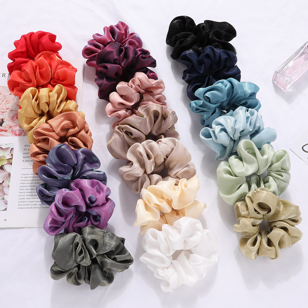 Fashionable golden satin hair band silk elastic large hair Scrunchies women hair accessories