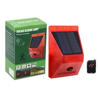 Luz estroboscópica solar con detector de movimiento, control remoto, lámpara de alarma solar, sirena de seguridad con sonido de 129db, luces impermeables IP65