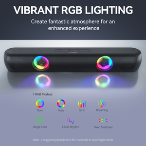 RGB Light ลำโพงสก์ท็อปยาว BT5.0,ลำโพง HIFI FM Mode ไร้สายในร่มกลางแจ้งลำโพงพกพารองรับ Usb Drive <span class=keywords><strong>TF</strong></span> Card - Product Image 3
