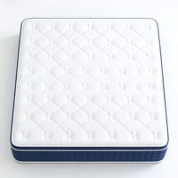 Matelas blanc à carreaux bleu foncé, version confort épaissie