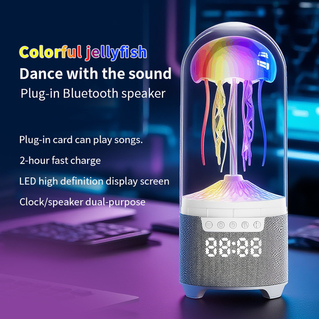 4-in-1 Floating Jellyfish Lamp with RGB Night Light Alarm Clock Kids 3D LED Mood Light Rechargeable Battery Bedroom Decor