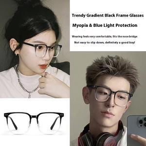 Kính cận thị khung đen mới củ<span class=keywords><strong>a</strong></span> phụ nữ với Cuốn Sách Nhỏ màu đỏ có thể điều chỉnh màu đỏ chống ánh sáng màu xanh Tremolo và khung lớn trơn trực tuyến - Product Image 4