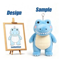 Porte-clés Mascotte Crocodile en Peluche Bleu Super Doux Personnalisé OEM, Rembourré en Coton PP, avec Logo Imprimé Personnalisé, Mascotte Debout