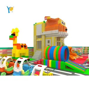 Parque de Atracciones interior de espuma EPP para niños, bloques de construcción y modelos, juguetes de construcción, juegos de bloques de construcción con piscina de bolas y ciudad de tráfico