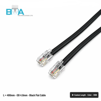 Cable Modular 4P4C con Conector a Terminal de Alambre Estañado 26AWG 400MM/1.31ft, Aislamiento de PVC Negro para Cableado de Señal de Línea Telefónica y Sistemas de Seguridad