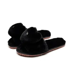 New Women Home Slippers Soft Fur Love Heart shoes Fashion Warm Plush Shoes Woman Slip on Flats Female Slides