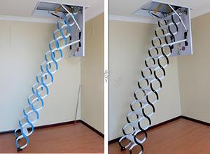 <span class=keywords><strong>Escalier</strong></span> de grenier télescopique rétractable manuel moderne en acier, mural, pour intérieur et extérieur, idéal pour villa - Product Image 6