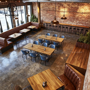 Conjunto de Muebles de Madera Modernos con Asiento de Cuero <span class=keywords><strong>para</strong></span> Bar, Cafetería, Restaurante, Banco, Mesa <span class=keywords><strong>y</strong></span> Silla - Product Image 6