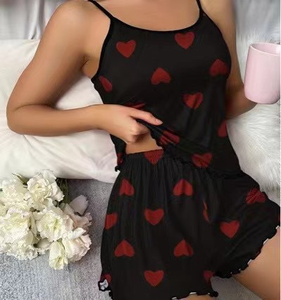 Ensemble pyjama d'été pour femmes, camisole sans manches et short, vêtements de détente décontractés légers pour la maison - Product Image 3