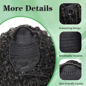 Hot Bán Tự Nhiên Màu Đen Phần Mở Rộng Tóc Dây Kéo Thiết Kế Thoáng Khí Tổng Hợp Tóc Afro Xoăn Kiểu Tóc Đuôi Ngự<span class=keywords><strong>a</strong></span> Với Chế Độ Phong Cách - Product Image 2