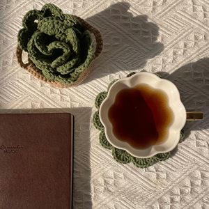 Posavasos de ganchillo con forma de hoja para macetas, juegos de posavasos con soporte para bebidas, posavasos de bar para mesa de café, escritorio, <span class=keywords><strong>maceta</strong></span> de plantas suculentas - Product Image 6