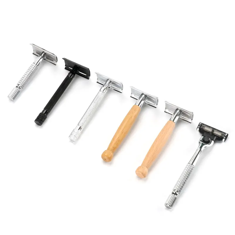 Abei yeni ürün yüksek kaliteli manuel tıraş makinesi erkek eski paslanmaz çelik çift taraflı tıraş bıçağı tıraş