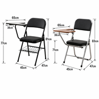 Chaise de formation pliable avec tablette d'écriture, siège en cuir rembourré, cadre métallique peu encombrant, pour école, bureau, séminaire, étude