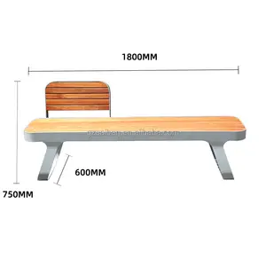 Factory Supply Stainless Steel Street Bench Outside Wood Chair Outdoor Benches Without Backrest For Park