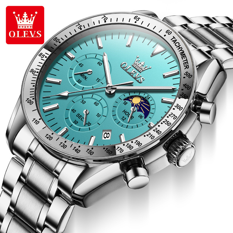 OLEVS 3618 Men's Stainless Steel Chronograph Watch, Quartz