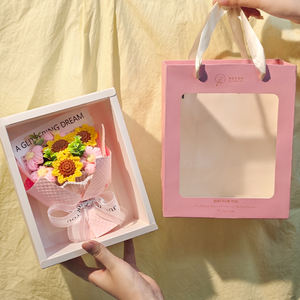 ช่อดอกไม้ไหมพรมถักมือ <span class=keywords><strong>ดอก</strong></span><span class=keywords><strong>ทานตะวัน</strong></span>และดอกกุหลาบ ของขวัญคริสต์มาสที่ดีที่สุดสำหรับเพื่อนสาว ของที่ระลึกวันเกิด ของประดับตกแต่งคริสต์มาส - Product Image 5