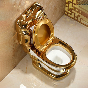 Nhà Máy Giá Thiết kế sang trọng màu vàng Nhà vệ sinh bát Electroplated phòng tắm <span class=keywords><strong>WC</strong></span> hai mảnh vàng nhà vệ sinh - Product Image 4