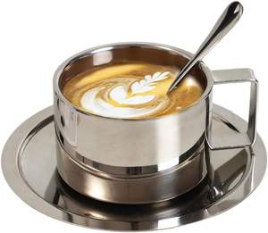 Ensemble de tasses à café en acier inoxydable avec logo personnalisé hautement compétitif, mug en métal pour café, mug à double paroi isolé pour la maison - Product Image 1