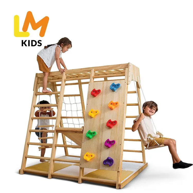 Lm Kdis Kinderen Jungle Gym Kids Indoor Houten Jungle Play Gym Speeltuin Montessori Driehoek Klimrek Voor Kinderen