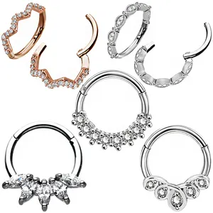 Fashion Titanium Nose Ring Chain Earring And Stomach India Silver Bridal Copper Trendy Packaging Pink Heart Stud Jewelry