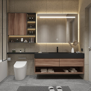 Modern floating makeup bathroom <b>vanity</b> <b>LED</b> lighted <b>mirror</b> cabinet side storage cosmetics and makeup organizer - Product Image 4