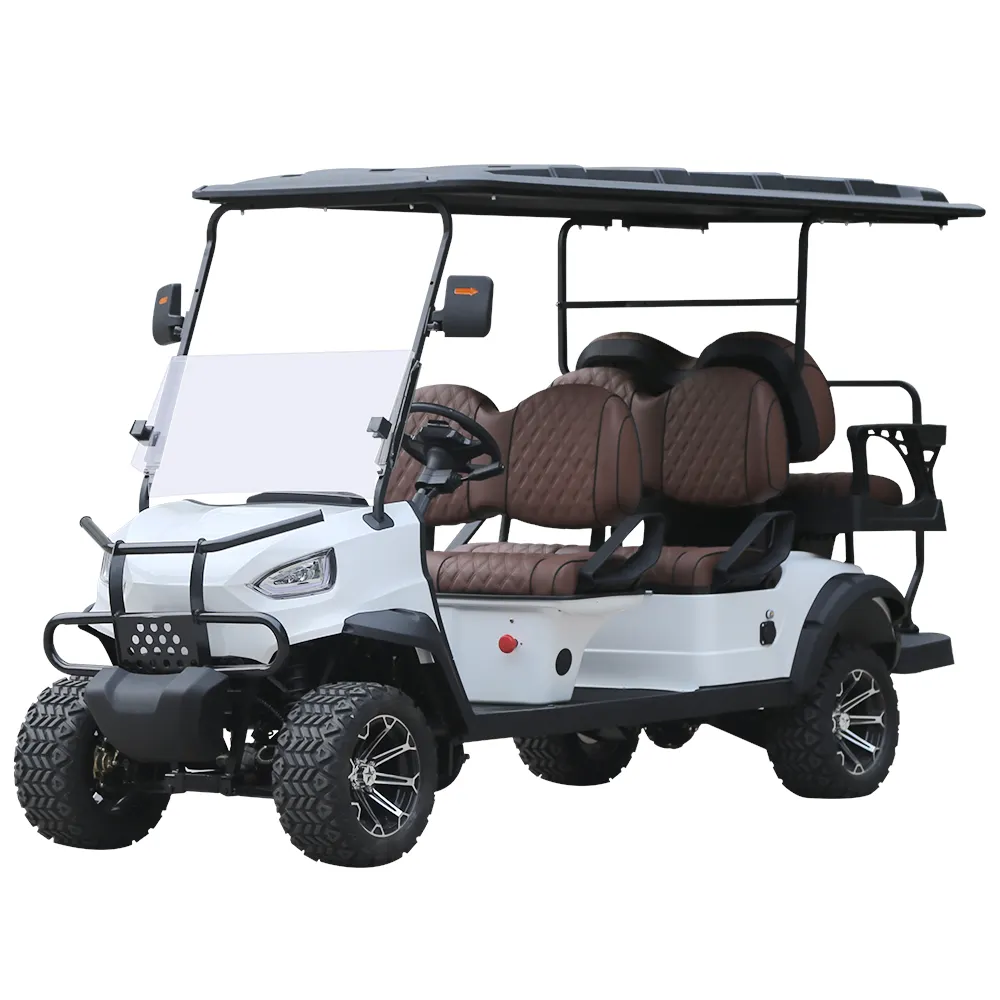 Carrinho de golfe elétrico legal para venda, carrinho de golfe com bateria adequada, 4 lugares, 48V e 60V de lítio