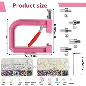 国境を越えた手動鉄製ビーズ打ち機、パールネイラー、DIY手作りジュエリーアクセサリー、パールセッティング用カラーボックス付き - Product Image 4
