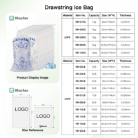 Sacs à glace réutilisables de qualité alimentaire RAYBO 1 kg, sacs de stockage de glace en plastique à fermeture éclair étanche pour usage commercial
