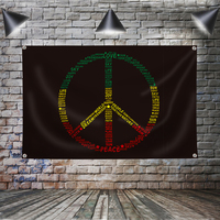 Drapeau suspendu One Love Peace, bannière musicale rock reggae jamaïcaine, décoration murale, art mural personnalisé, événement extérieur, 4 œillets, drapeaux 3x5 pieds