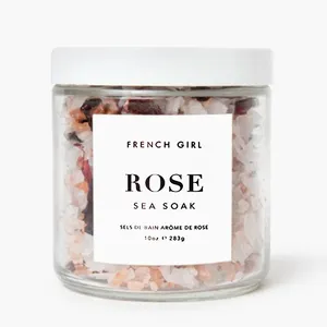 Wholesale Private Label Large Bath Himalayan Crystal Soak Salt Lavender Jasmine Rose Bath Soak Bath Salts With Flowers