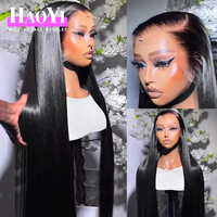 Wig Rambut Asli India 40 Inch Keriting Lurus Sutera Full HD Lace Wig Rambut Manusia 220% Density 13X6 HD Lace Front Wig untuk Wanita Kulit Hitam