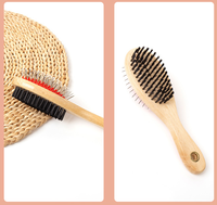 Peigne Double face pour animaux de compagnie, peigne en bois pour chiens et chats, épilation des poils, brosse souple