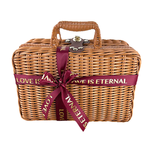 กล่องเก็บของหวายพลาสติก PP ขายดีปี 2026 กล่องหวายสานมือ ตะกร้าปิกนิกสำหรับตั้งแคมป์กลางแจ้ง กล่องของขวัญสไตล์วินเทจ - Product Image 1