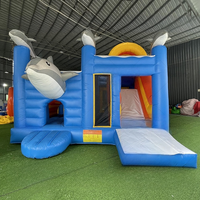 Château gonflable commercial personnalisé en PVC pour enfants, toboggan à bulles d'air, aire de jeux extérieure sur le thème du requin, parc de saut