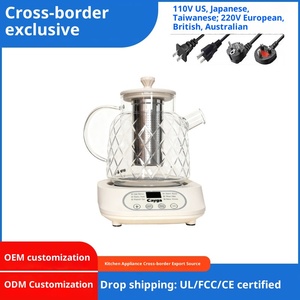 Bouilloire Santé en Verre Borosilicate Haute Qualité 400W 110V Norme US, Théière Thermostatique Monobloc, Exportation de Thé aux Fleurs de Taïwan - Product Image 1