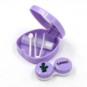 Offre Spéciale étui à lunettes en plastique carré de haute qualité miroir coeur mignon et étui à lentilles de <span class=keywords><strong>contact</strong></span> portable dans des conceptions colorées