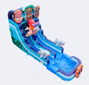 Tiki Island Shark Inflatable Water Slide, 16ft Tall Wet &amp; Dry Inflatable Slide <strong>for</strong> Kids Adults Backyard Fun - Product Image 3