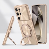 Untuk S26 Ultra Pola CD Warna Gradasi Bracket Magnetik Perekat Plastik Casing Ponsel S25 Plus Horizontal