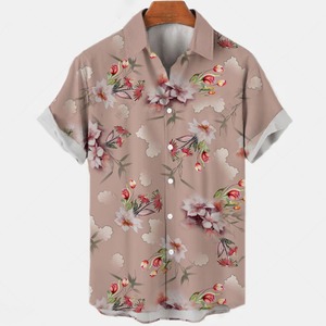Chemise décontractée pour homme style hawaïen, <span class=keywords><strong>taille</strong></span> XL, motif rayé imprimé numériquement, simple boutonnage, vacances d'été, polyester - Product Image 2