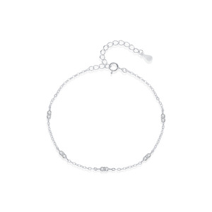 S925 Silver Minimalist Chain <b>Bracelet</b> With Zircon Inlay Claw Everyday Wear Jewelry Dainty Cubic Zirconia Silver Station <b>Bracelet</b> - Product Image 1