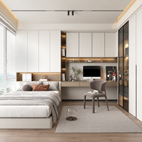 Ensemble de meubles de chambre à coucher pour appartement moderne, lit sur mesure, armoire, bureau d'ordinateur, armoire murale, bibliothèque, solution de meubles gain de place