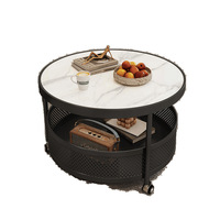 Italienischer Moderner Minimalistischer Steinplatten-Couchtisch für Kleine Wohnungen Wohnzimmer Zuhause Luxuriöser Cremefarbener Stil Neu Beweglich